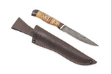 Russian Bulat, Pohod, Camping and boot knife, Fixed, Damascus, Birch Bark