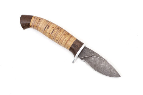 Russian Bulat, Chizh, Hunting, Fixed, Damascus, Birch Bark