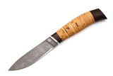 Russian Bulat, Nerpa 1, Fishing, Fixed, Damascus, Birch Bark