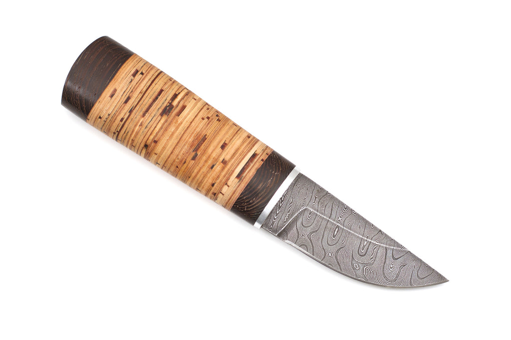 Hunting Knife Taimyr, Damascus, Birch Bark