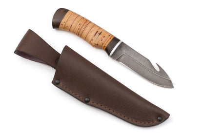 Russian Bulat, Shkura, Hunting, Fixed, Damascus, Birch Bark