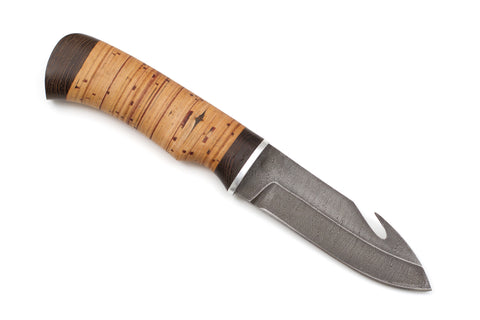 Hunting Knife Shkura, Damascus, Birch Bark