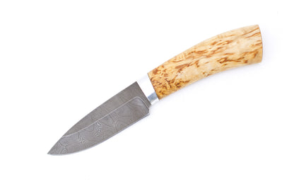 Russian Bulat, Zarya, Hunting, Fixed, Damascus, Karelian Birch