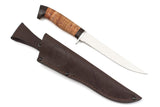 Russian Bulat, Osetr, Fishing, Flexible Fillet, Fixed, 65X13 Stainless, Birch Bark