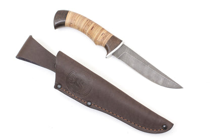 Russian Bulat, Ladoga, Hunting, Fixed, Damascus, Birch Bark
