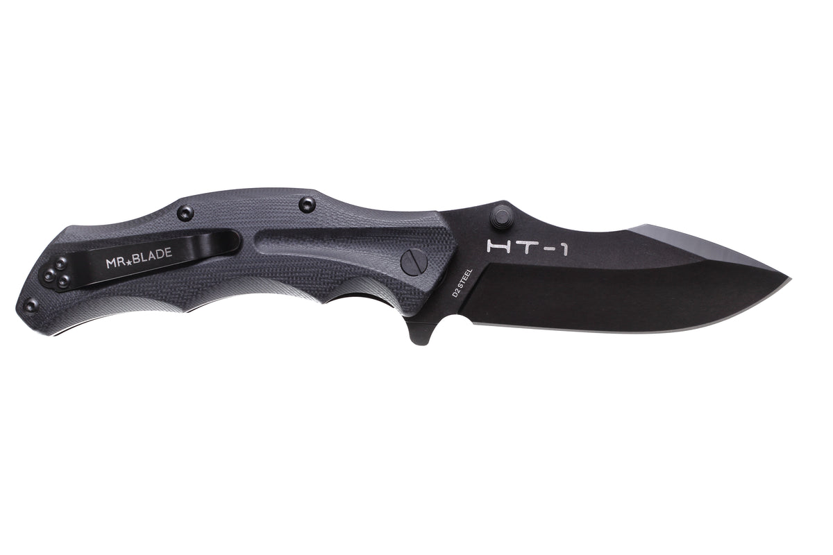 Mr. Blade Folding knife HT-1 - D2 Black Steel - G10 BLACK Handle - Heavy Duty Tactical EDC