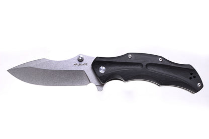 Mr. Blade Folding knife HT-1 - D2 Stonewash Steel - G10 BLACK Handle - Heavy Duty Tactical EDC