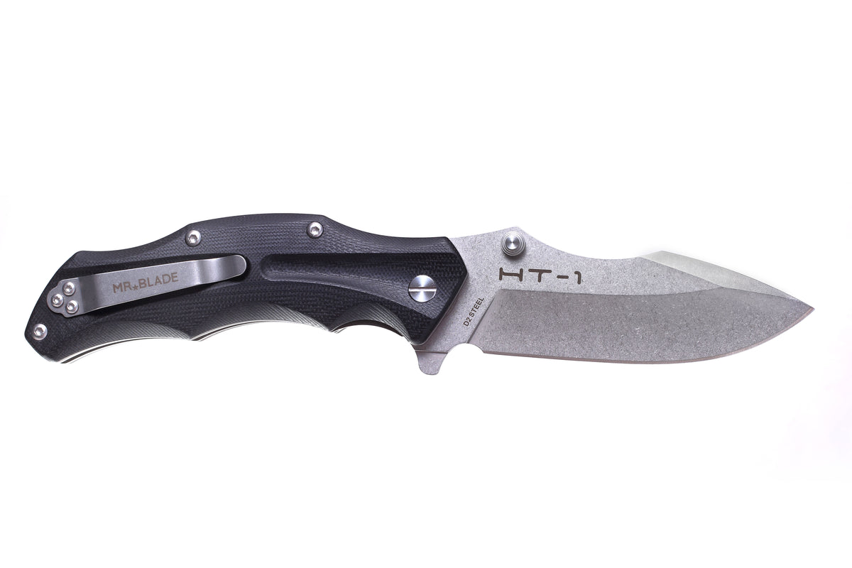 Mr. Blade Folding knife HT-1 - D2 Stonewash Steel - G10 BLACK Handle - Heavy Duty Tactical EDC